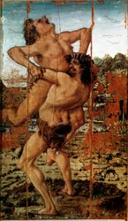 De twaalf werken van Hercules: Herakles tilt de reus Antaeus op