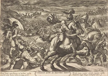 Abraham verjaagt de vijanden die zijn neef vasthouden