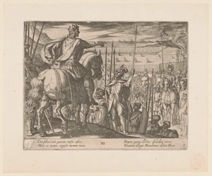 Alexander de Grote instrueert de Macedonische soldaten