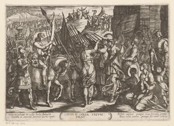 David keert triomferend terug met het hoofd van Goliath