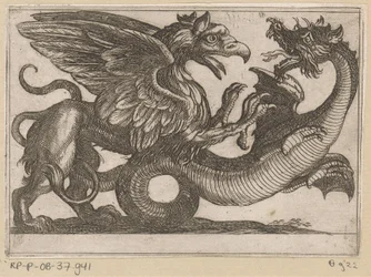 Draak en griffioen in gevecht