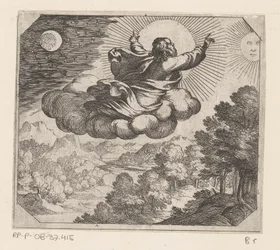 God schept de zon, de maan en de sterren