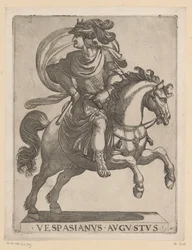 Keizer Vespasianus te paard