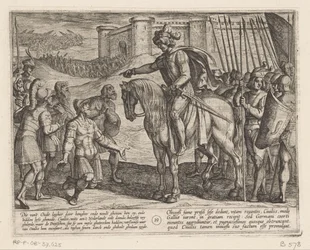 Mannen uit het fort geven zich over aan Julius Civilis De Bataafse oorlogen tegen de Romeinen (serietitel) Batavorum cum Romanis Bellum (serietitel)