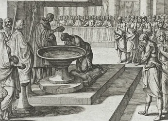 Mudarra en zijn ruiters bekeren zich tot het christendom en worden gedoopt