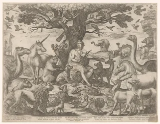 Orpheus betovert de dieren met zijn muziek