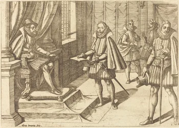 Filips II van Spanje op Zijn Troon