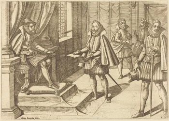 Filips II van Spanje op zijn troon
