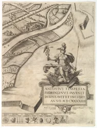 Plan van de stad Rome. Deel 12 met de zuidwestelijke grens van de stad en een grote kaart, 1645