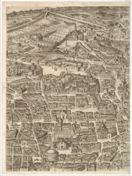 Plan van de stad Rome. Deel 3 met de Santa Maria Maggiore, het Pantheon en Trajanus