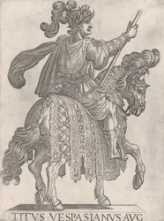 Plaat 11: Titus Vespasianus te paard naar rechts uit de 