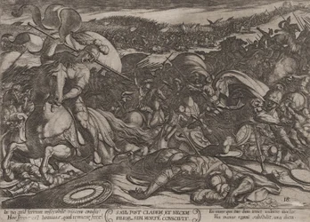 Plaat 18: Sauls zelfmoord na zijn nederlaag door de Filistijnen, uit 