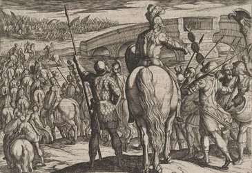 Plaat 24: De voorhoede van de nieuwe Romeinse troepen teruggedreven, uit De oorlog van de Romeinen