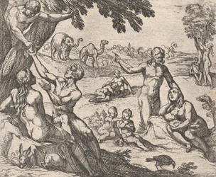 Plaat 3: De Gouden Eeuw Aetas aurea, uit Ovidius
