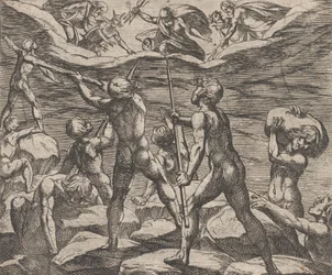 Plaat 6: De Reuzen Proberen Olympus te Bestormen Gigantomachia, uit Ovidius