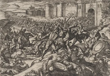De Romeinen Verslagen door de Nederlandse Troepen bij Bonna, uit De Oorlog van de Romeinen Tegen...