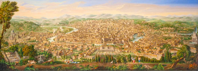 Panoramisch uitzicht op Rome vanaf de Janiculum-heuvel