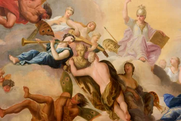 Minerva omringd door de Kunsten en Wetenschappen, detail van Het Banketgebouw