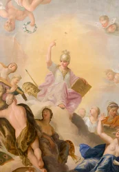 Minerva omringd door de Kunsten en Wetenschappen, detail van Het Banketgebouw