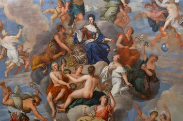 Koningin Anne omringd door een schare gepersonifieerde deugden (detail)