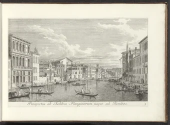 Gezicht op het Canal Grande en Palazzo Flangini te Venetië