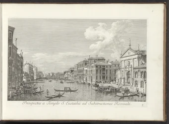Gezicht op het Canal Grande en de kerk de San Stae te Venetië