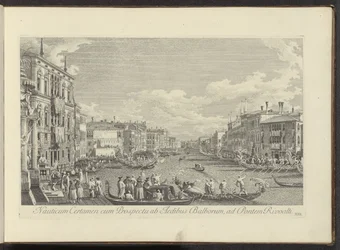 Gezicht op het Canal Grande te Venetië waar de Regata plaatsvindt