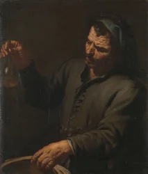 Man met urinefles in zijn hand, ca.1650 (olieverf op doek)