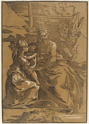 De Heilige Familie met twee heiligen