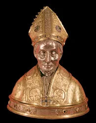 Reliekbuste van Ignatius van Antiochië (ca. 35-110). Sculptuur van verguld koper, toegeschreven aan Antonio di Salvi, Toscaanse school uit de 15e eeuw. Florence, Museo Nazionale del Bargello, inv.nr. 4 OR