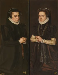 Margaretha van Parma en Maria van Portugal, echtgenote van Alexander Farnese