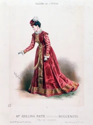 Portret van zangeres Adeline Patti (1843-1919) als Valentine in de opera Les Huguenots door Giacomo Meyerbeer (1791-1864)