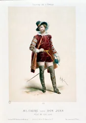 Zanger Jean-Baptiste Faure (1830-1914) als Don Giovanni in de opera van Wolfgang Amadeus Mozart tijdens een uitvoering in het Opera Theatre in Parijs
