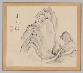 Dubbel Album van Landschapsstudies na Ikeno Taiga, Volume 1 blad 15, 18e eeuw