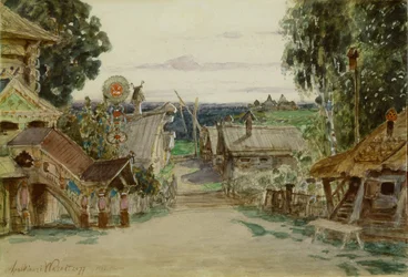 Berendeyevka. Decorontwerp voor de opera Sneeuwmeisje door N. Rimsky-Korsakov, 1895