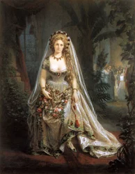 De gravin van Castiglione als de Hartenkoningin, naar een foto van Pierre-Louis Pierson (1822-1913) 1861-63