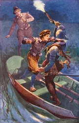 Gevecht met een Spanjaard (kleurenlitho)