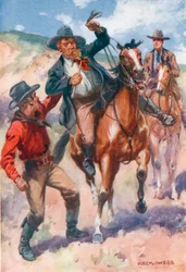 Hij greep zijn aanvaller en trok hem van zijn steigerend paard