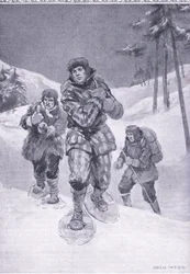 Door spoorloze woestenijen naar Labrador (Donald Smith), illustratie uit Cassells Romance of Famous Lives, ca. 1940
