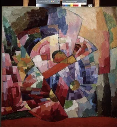 Asters. Stilleven kubistisch. Schilderij van Aristarkh Vasilyevich Lentulov (1882-1943), olie op doek