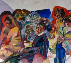 Gezelschap aan tafel, 1916