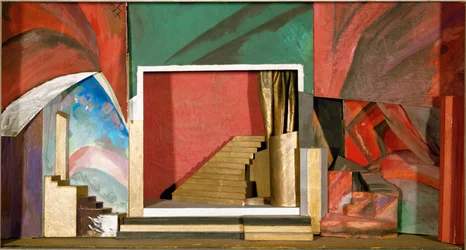 Decor maquette bij Rubinsteins Opera De Demon (hout, karton, textiel, gouache)