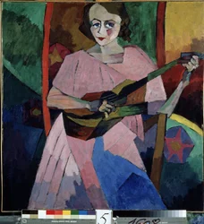 Vrouw met een gitaar