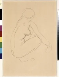 Naakte hurkzit. Tekening door Aristide Maillol (1861-1944). Potlood op papier. Afm: 32x23cm. Musée Cantini, Marseille