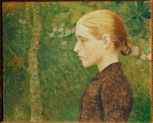 Jong boerenmeisje (schilderij op doek)