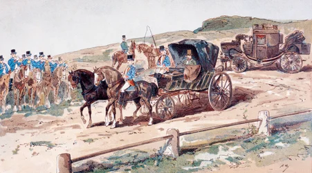 Een postiljon op een koetspaard, 19e eeuw, 1886
