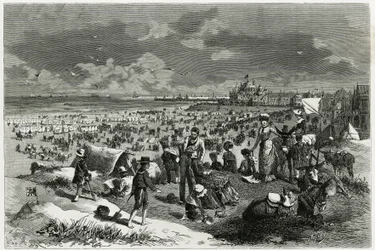 Strand van Oostende. Gravure door A.Heins, ter illustratie van het verhaal 