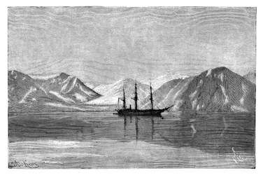 De Vega voor anker in Konyam Baai, Siberië, Rusland, 1895