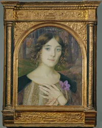 Dame met windbloem (schilderij op doek)