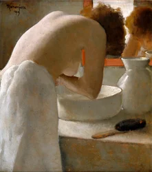 Vrouw aan het wassen